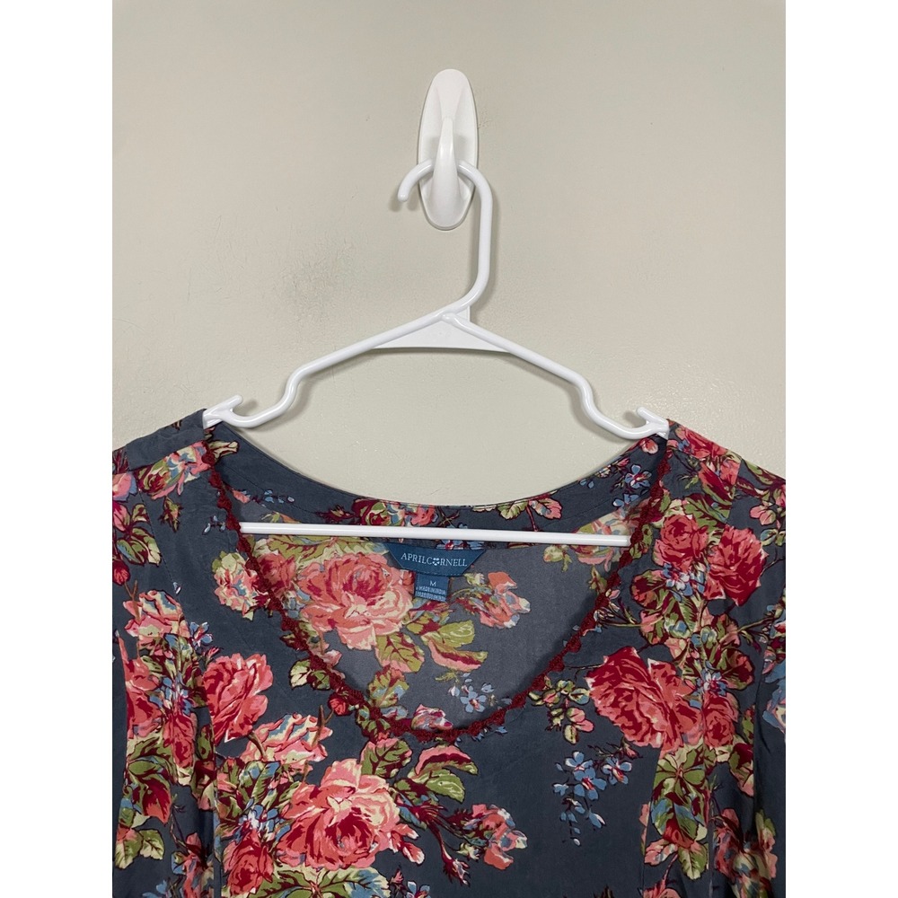 April Cornell Victorian Rose Mori Dress Size Medium Midi Cottagecore Prairie - Picture 2 of 11
